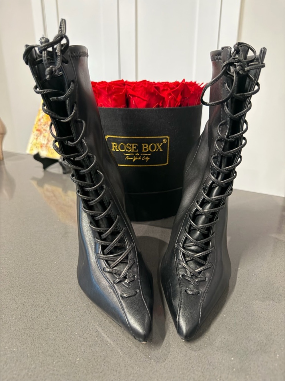 Schutz TENNIE Bootie Lace Up Stiletto Ankle Boot Black Size 7.5 Victorian Chic - Picture 13 of 15